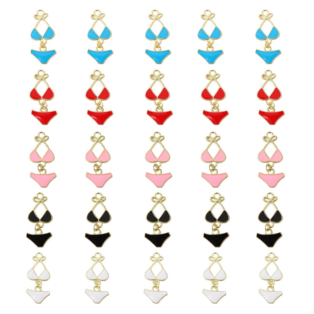 Ximimark 25pc Golden Bikini Charms Enamel Pendants For DIY Necklaces Earrings Jewelry Making Handcrafted Accessories