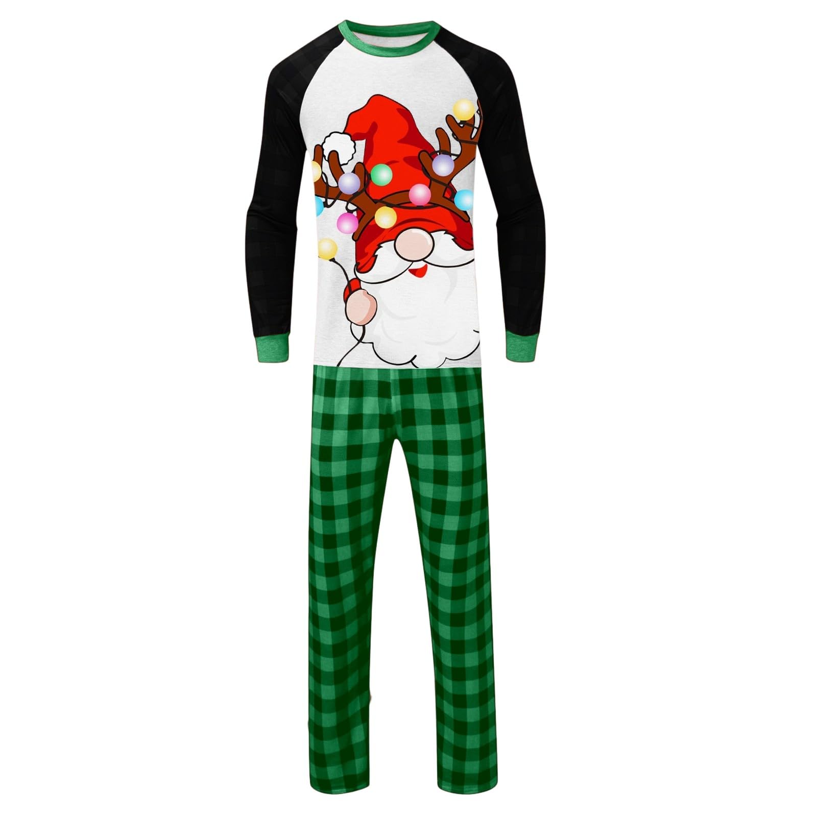 Pyjama Noël Famille Grande Taille Ensembles de Pyjama Noël Chaud Costume Famille Pyjamas Impirmé de Couple Ensemble Femme Homme Printemps Automne Hiver Deguisement Mere Noel