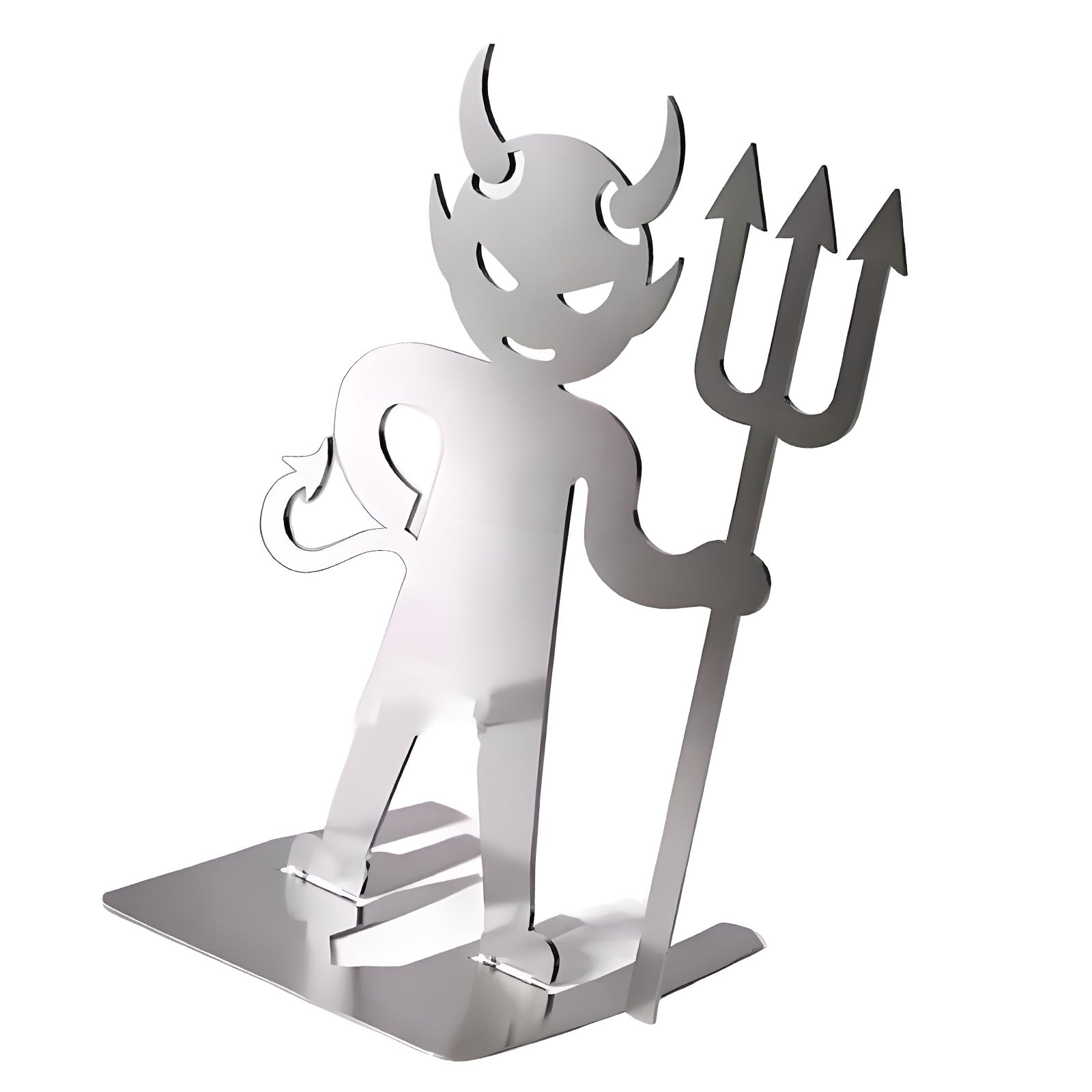 BBQ Sausage Stand Stainless Steel Devil Figure, Compact Freestanding Holder with Sectioned Supports for Backyard Cookouts, Picnic Grills, Home Barbecue Devil Sausage Holder Bbq Stand Grill Skewer Rack