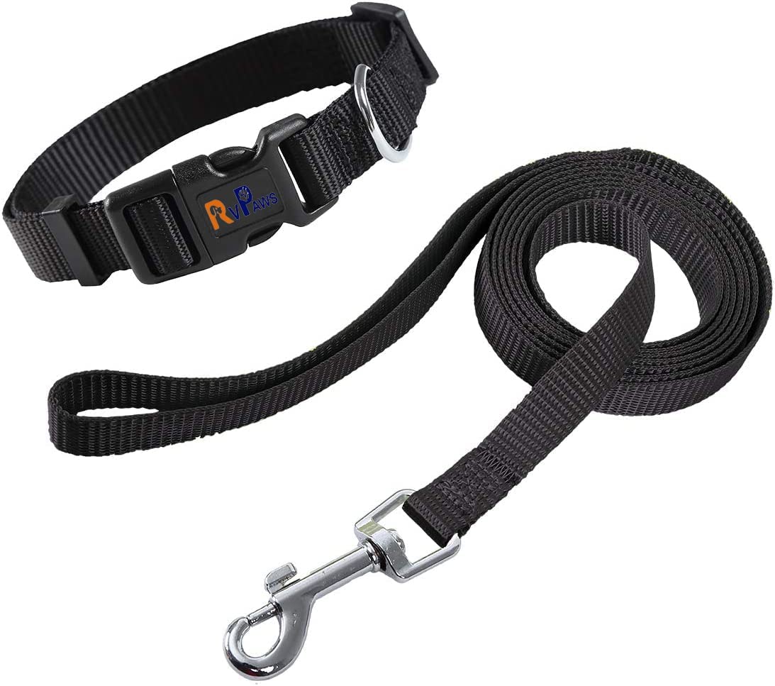 Pups&Pets Classic Dog Collar and Leash Set, Adjustable Nylon Collar with Leash for Small and Medium Dogs(Color-Black) (B0C55L4V74) Amazon Price History, Amazon Price Tracker
