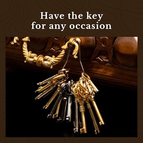 Miniatura 7 de SK40-BHA - Llave de esqueleto antigua de latón macizo envejecido a mano, llave de lujo de barril hueco para puertas de gabinete, relojes de abuelo