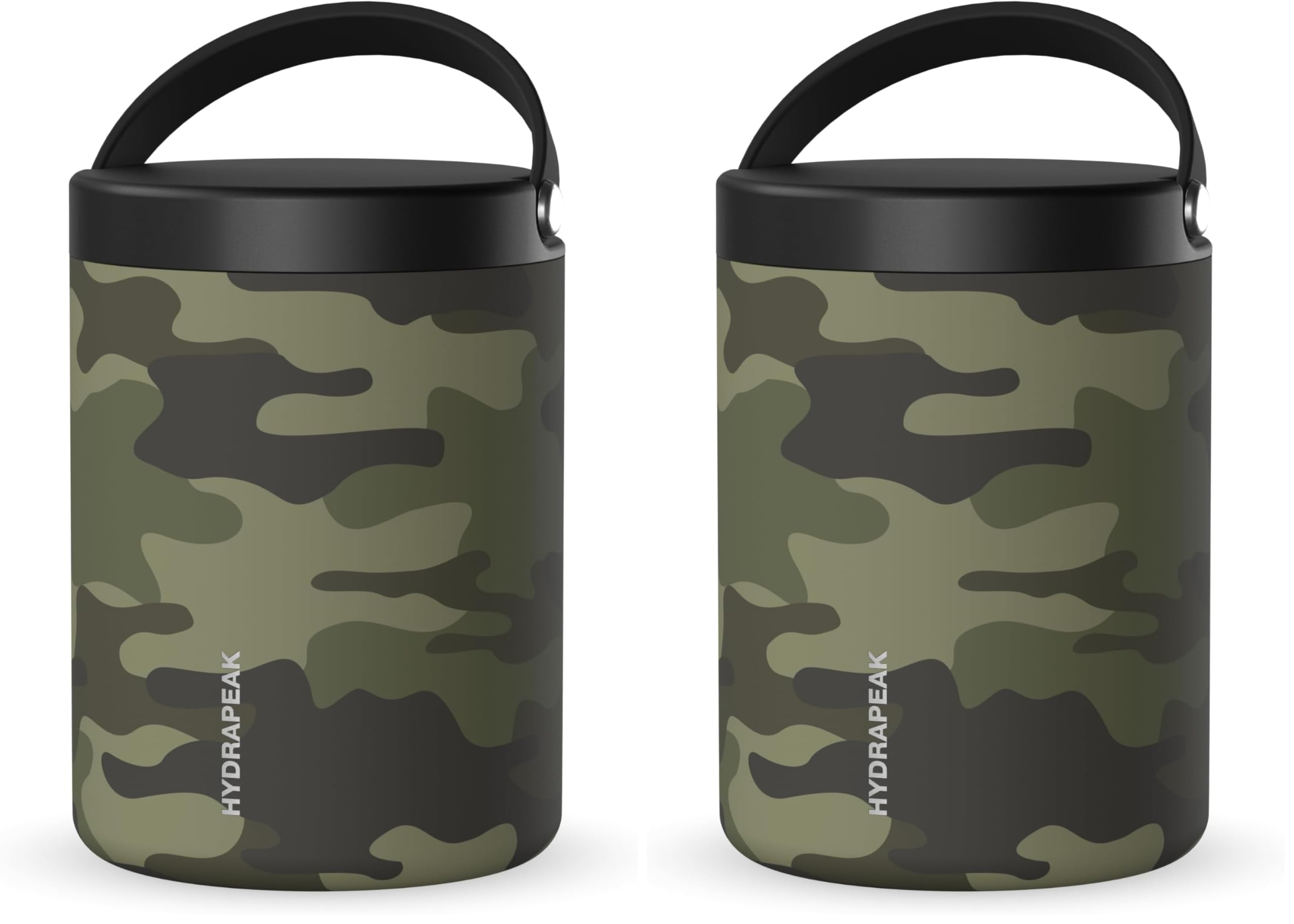 Hydrapeak 32oz Stainless Steel Vacuum Insulated Food Jar | for Hot Food and Cold Food, Wide Mouth Leak-Proof Soup for Adults, 10 Hours Hot and 16 Hours Cold (Camo) (Pack of 2)