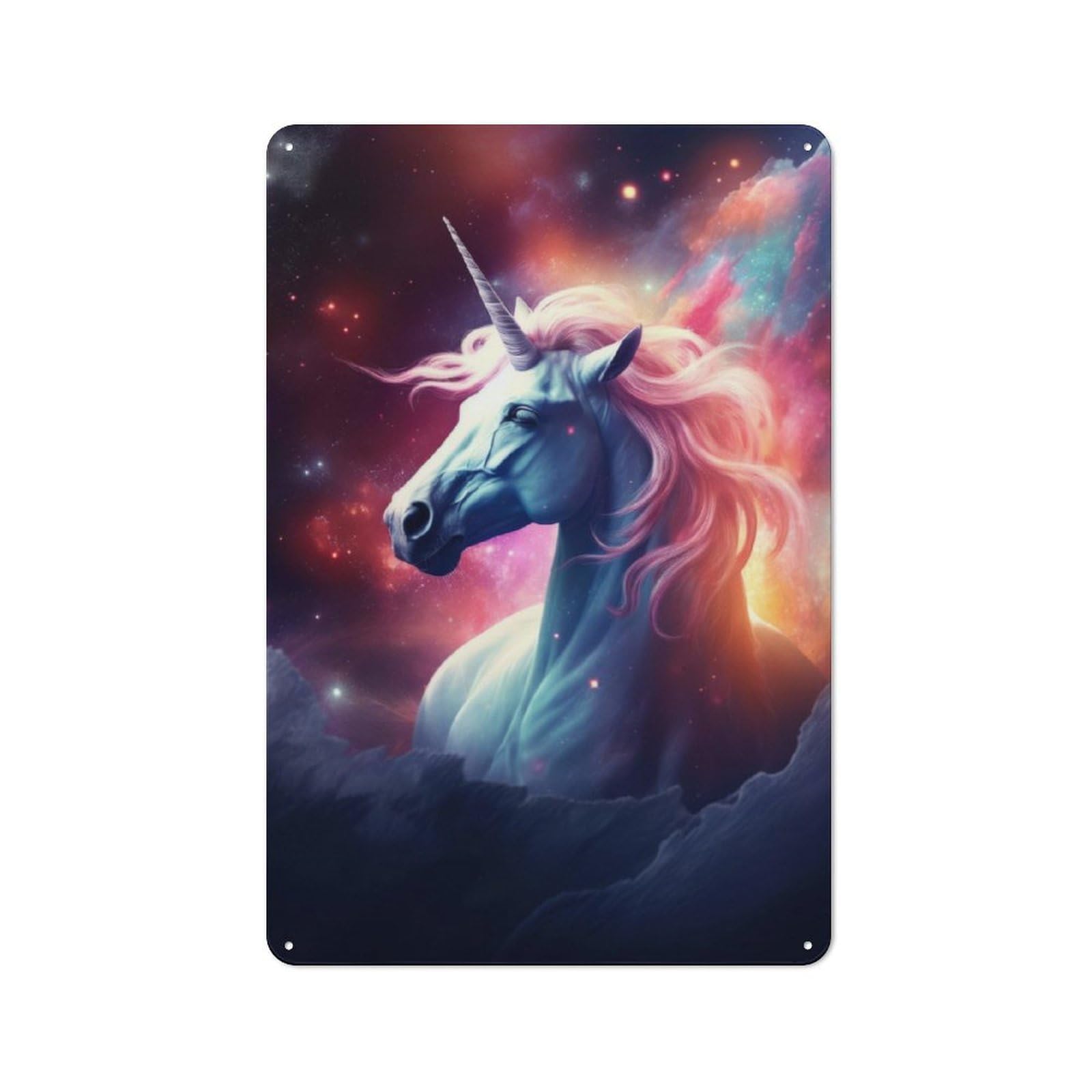 Junmoney Unicorn In Stars Classic Decorative Tin Plaque 30X20cm, Bar Wall Plaque For Diner, Restaurant, Shed Or Kitchen
