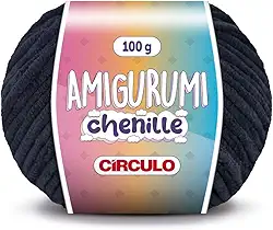 Linha Amigurumi Chenille - Circulo - 100g - 110 metros - 909 TEX (8990-Preto)