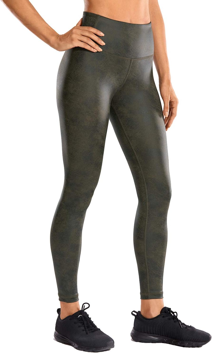 Matte Faux Leather Leggings for Women 25''/28'' - High Waisted Stretch Leather Pants Tummy Control Pleather Tights
