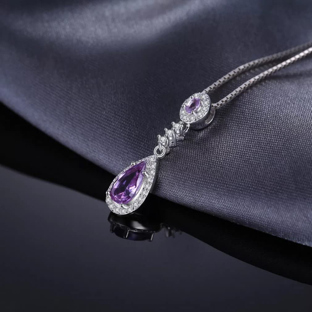 Collana con Pendente a Goccia in Argento Sterling 925 con Zaffiro da 2 carati per Gioielli da Donna Senza Catena