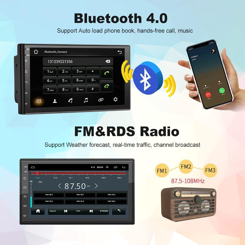 Detailed wiring diagram for the Podofo Double Din Car Stereo, showing connections for power, speakers, steering wheel controls, and other inputs.