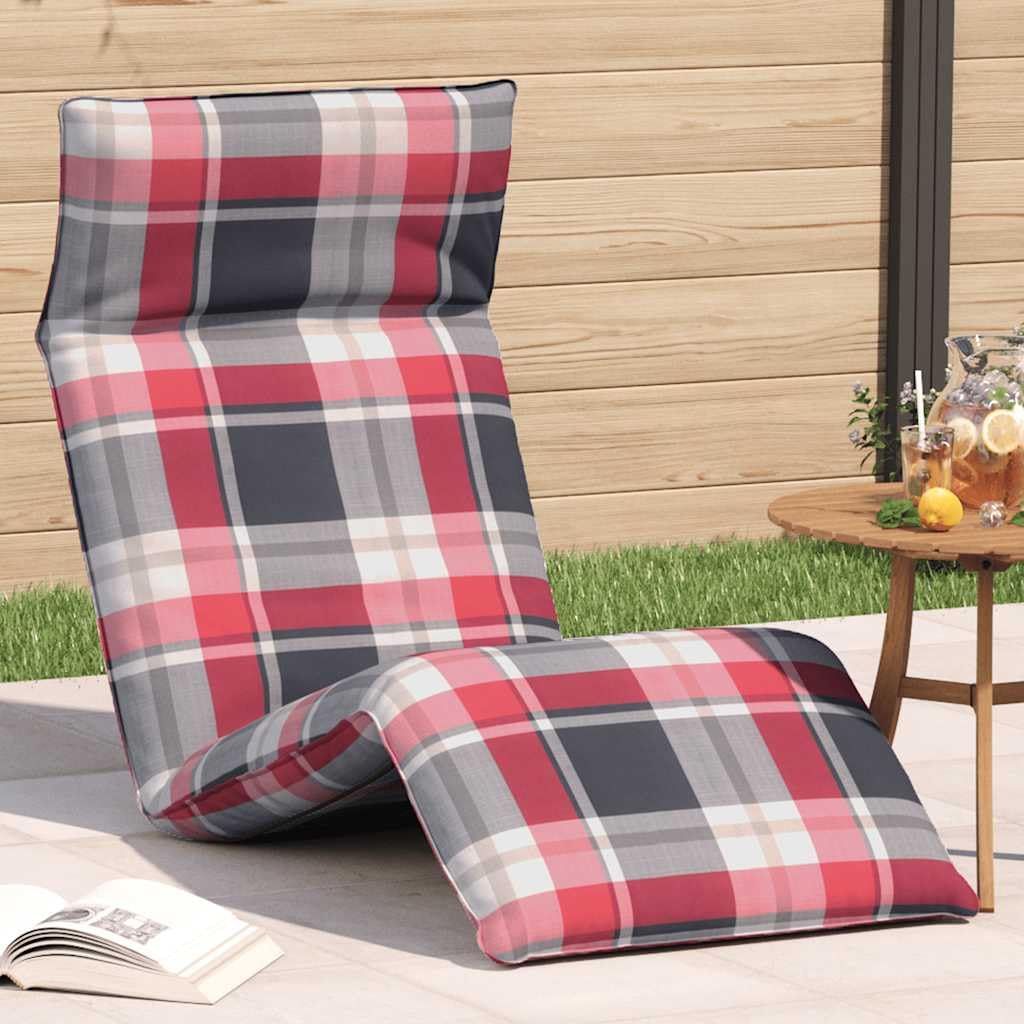 Czerwony składany leżak w kratkę 175x54x8,5 cm ze strukturą