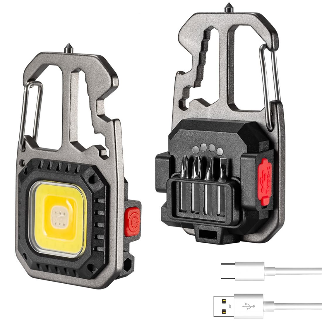 enwant Portable Keychain Flashlight Rechargeable, Mini Work Light 500 Lumens Type-C LED Keychain Flashlight 7 Light Modes with Screwdriver, Bottle