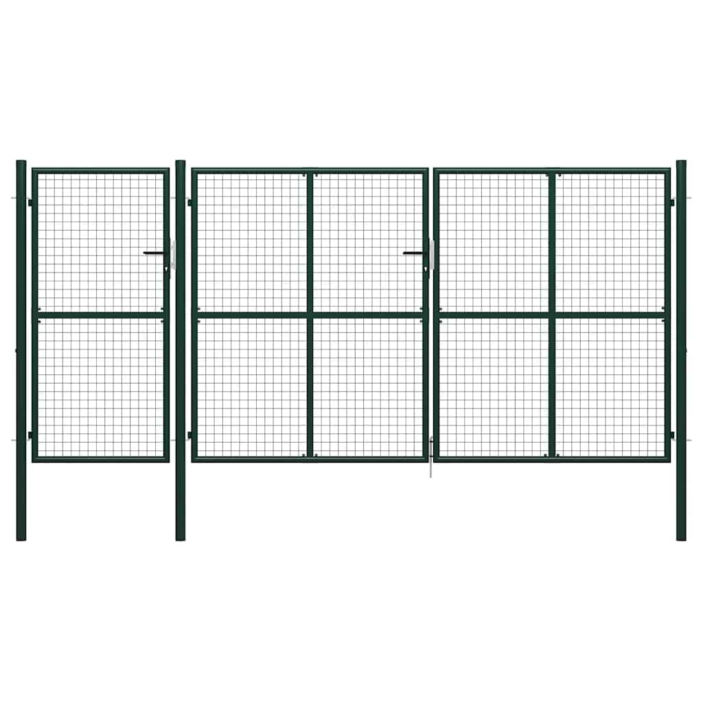 vidaXL Puerta de jardín de Acero 400 x 200 cm Verde