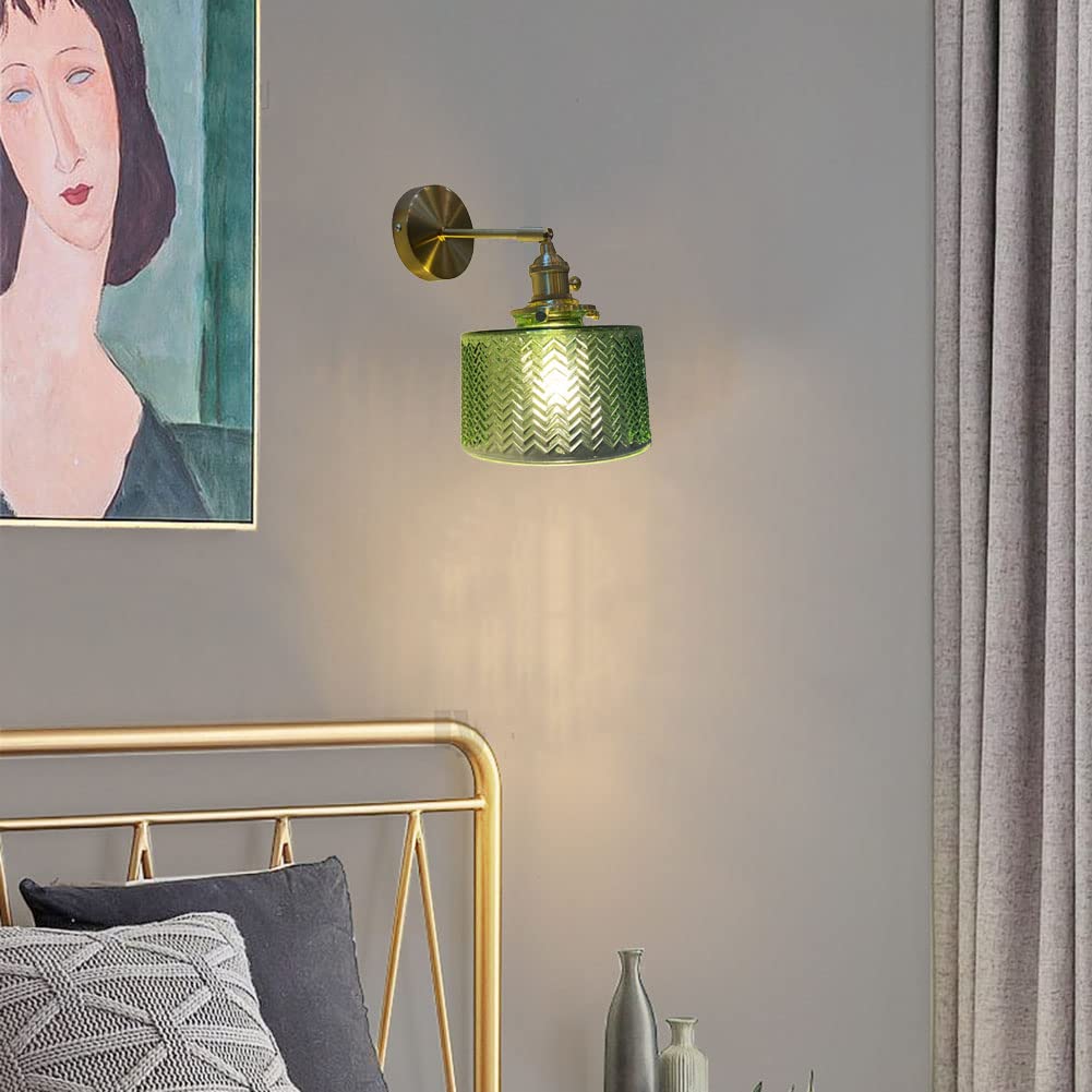 Lampada da parete in vetro con braccio oscillante e interruttore, paralume moderno stile Edison, per camera da letto, soggiorno, cucina