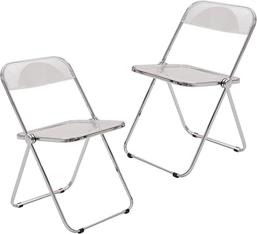 Miniatura 12 de 2 Pcs Stackable Folding Chair, Modern Transparent Acrylic Foldable Chair, Electroplating Frame, Party Chairs for Office Wedding Training(Black)