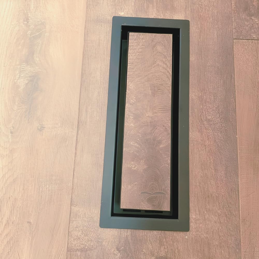 Cubierta de ventilación de suelo de 4 x 12 pulgadas, registro de suelo de 12 x 4, diseño moderno de caída, metal resistente, se adapta a azulejos, madera y otros insertos de suelo, fácil ajuste de