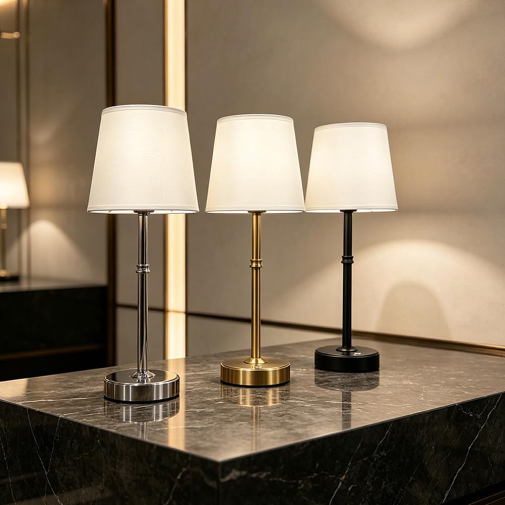 AoLa Lampada da tavolo vintage wireless, lampada da tavolo a batteria lampada da comodino dimmerabile touch control senza cavo Lampada a batteria ricaricabile USB da 1800mAh Comodino,Argento