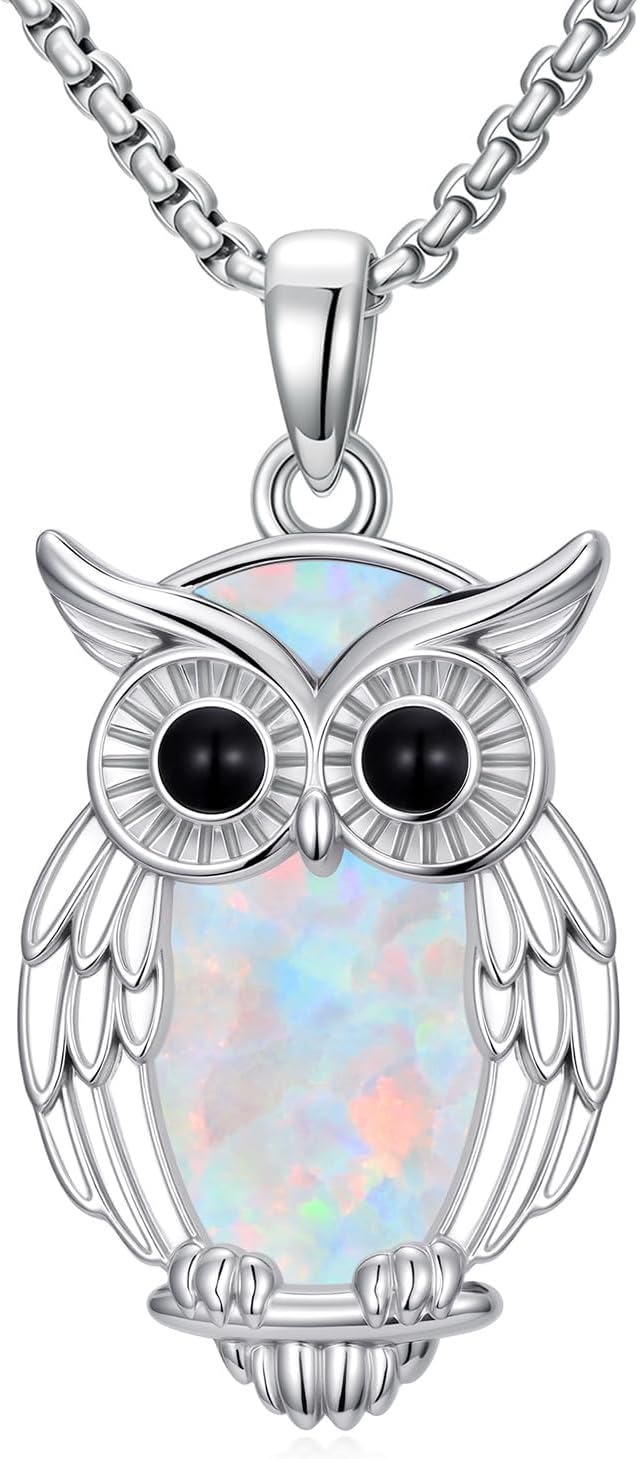 Opal Turquoise Animal Necklace 925 Sterling Silver Hummingbird Horse Bird Phoenix Wolf Butterfly Dragonfly Opal Jewelry Christmas Gifts for Women Men