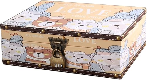 Cofre del tesoro de madera y cuero con tapa y cerradura, caja de almacenamiento de joyas decorativa para niñas y mujeres, para cumpleaños, boda,