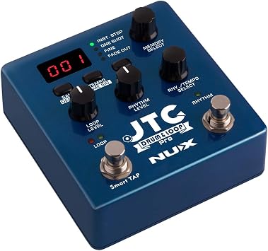 NUX JTC PRO Drum Loop PRO Dual Switch Looper Pedal, 6 Hours Recording Time 24-bit and 44.1 kHz Sample Rate, DualFunction Design,Massive Loop Storage | 24-Bit/44.1khz Loops, Up to 6 Hours Recording, 256 Memory Slots, Built-in Drum Machine, Dual-Switch Control