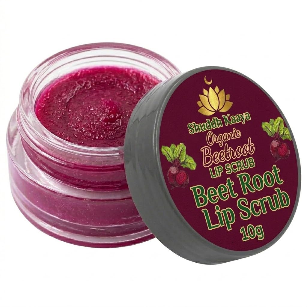 Organic Beetroot Lip Scrub 10g | Natural Lip Exfoliator with Plant Oils & Natural Butter | Removes Dry Flakes, Smoothens & Softens Lips | Gentle Lip Care for Men & Women-image-38