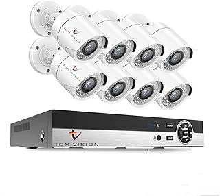 Tomvision CCTV 8 Channel Camera Kit with Night Vision and P2P (8 x 2.0MP/1080P AHD Metal Outdoor Camera + DVR)