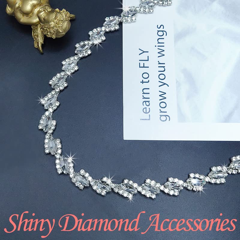 Yhsheen Rhinestone Trim Chain – 1 Yard (35") Bling Crystal Applique For DIY, Bridal, Costumes