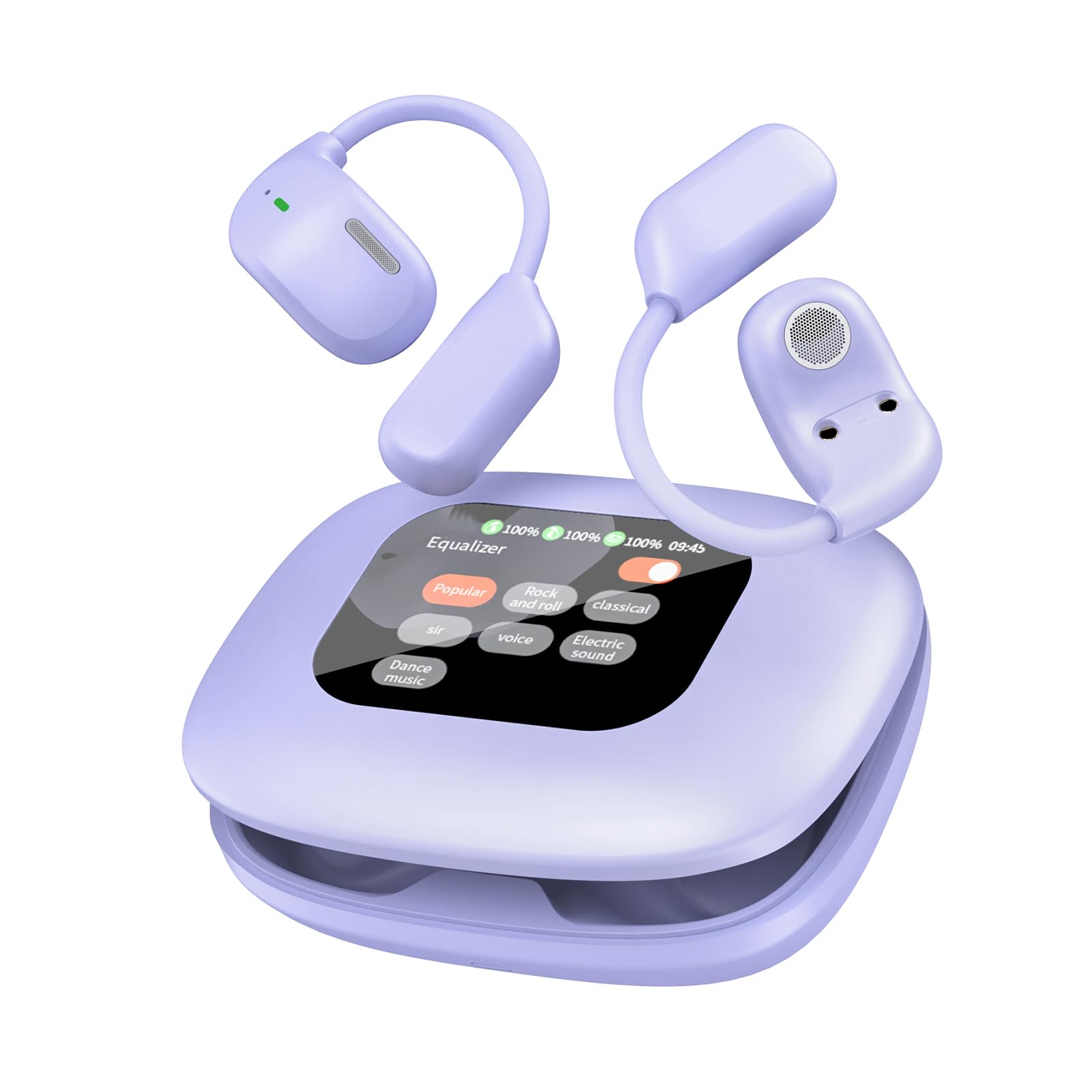 Auricolari Wireless con Gancio per L'orecchio, Comode Cuffie per Traduzione AI con Sottotitoli in Tempo Reale, Cuffie da Gioco a Bassa Latenza Allenamenti/viaggiatori (Viola)