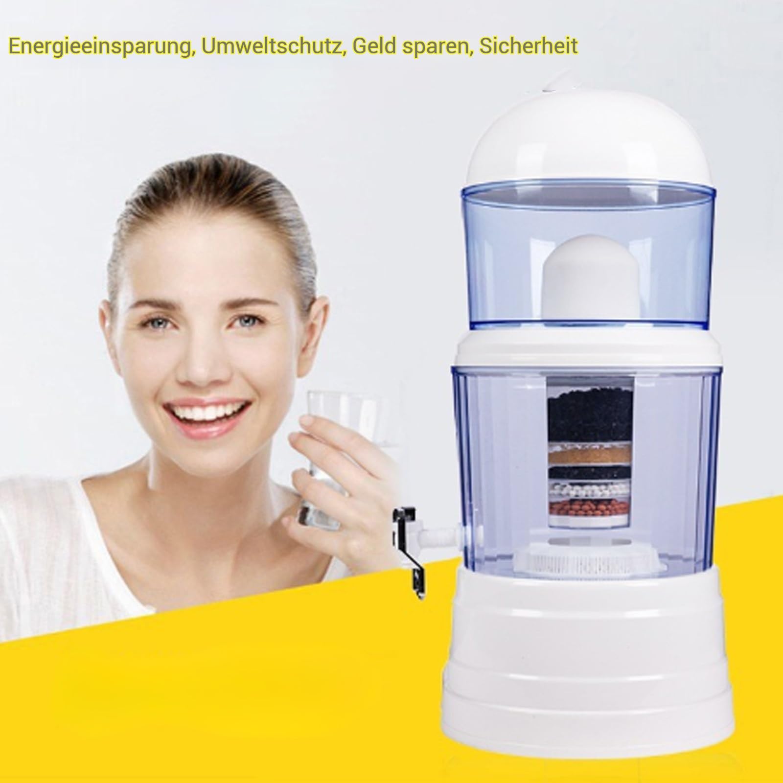 Dzbanek na wodę mineralną z ceramicznym systemem filtracyjnym 3,2 l – wielowarstwowy filtr wody do domu, podróży i na kemping – idealny do ochrony przed katastrofami, do szkoły i biura (16 l)