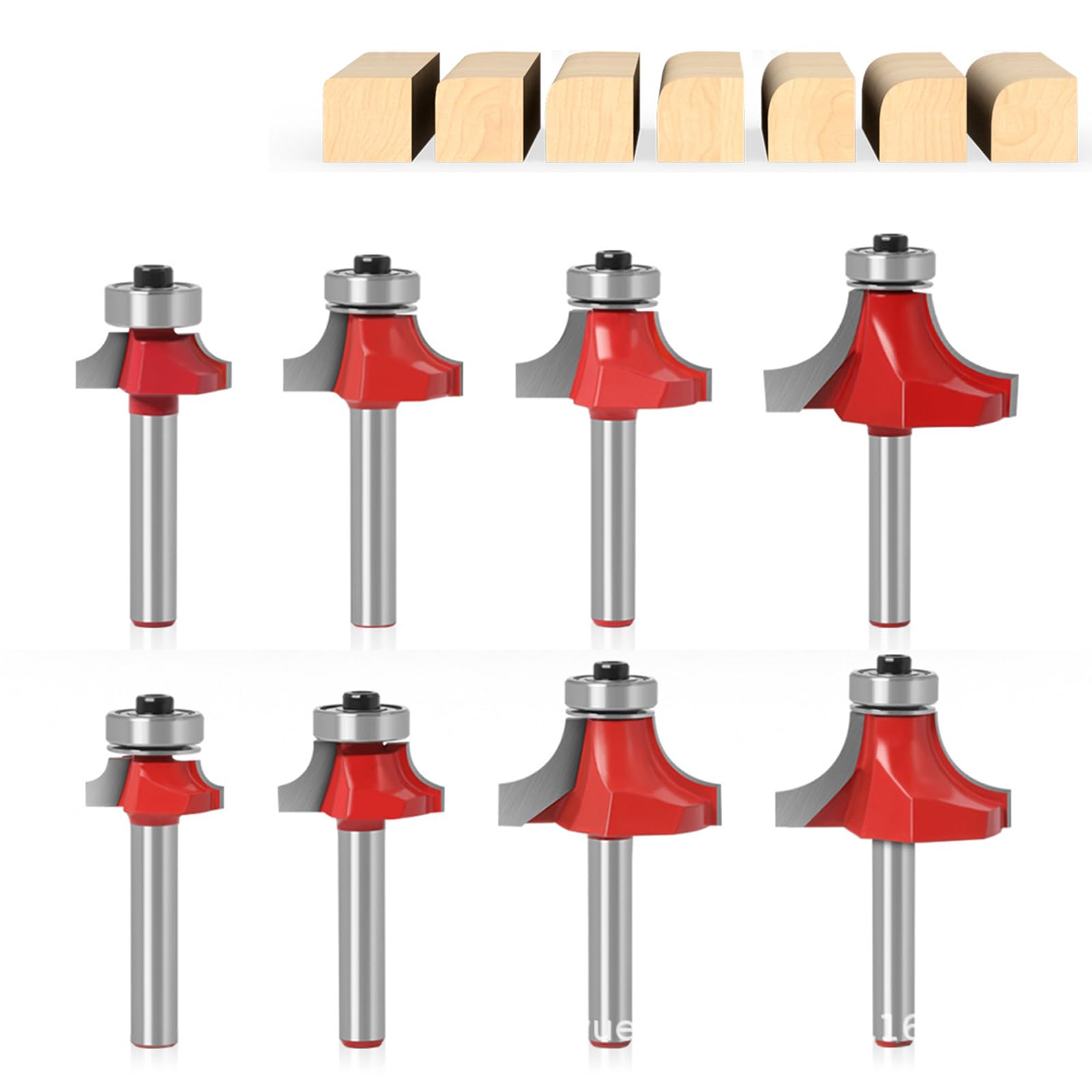 8 fresas redondeadas, vástago de 6 mm, de metal duro con rodamientos, fresa redonda, punta redonda sobre fresadoras, fresas redondas para carpintería, chaflanes, trabajos de madera (6 mm)