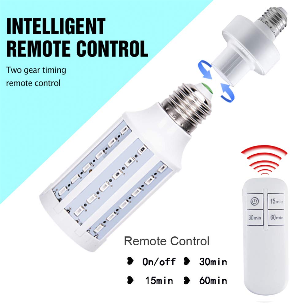 12W UV Esterilizador de los bulbos de lámpara, lámparas portátiles ultravioleta UVC maíz artefacto de iluminación para el filtro de aire del hogar Viajes,Lamp + remote control