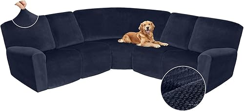 Miniatura 70 de Arfntevss Fundas de sofá seccional reclinable de terciopelo, funda de sofá seccional de esquina para sofá reclinable, funda elástica de forma L,