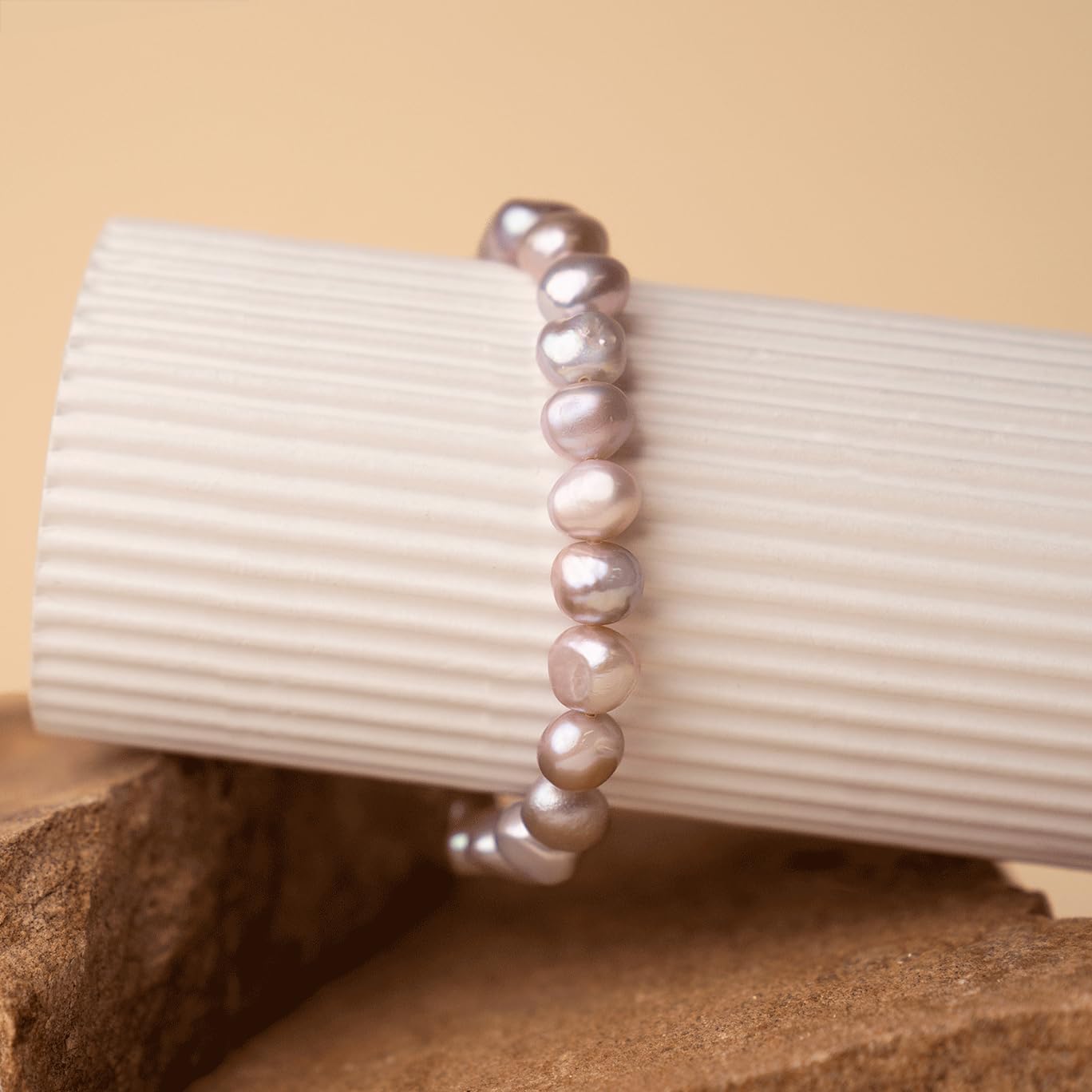 Secret & You Bracciale Donna Perle Coltivate d'Acqua Dolce Barocche 8-9 mm Bianche o colorate | Elastico 18 cm