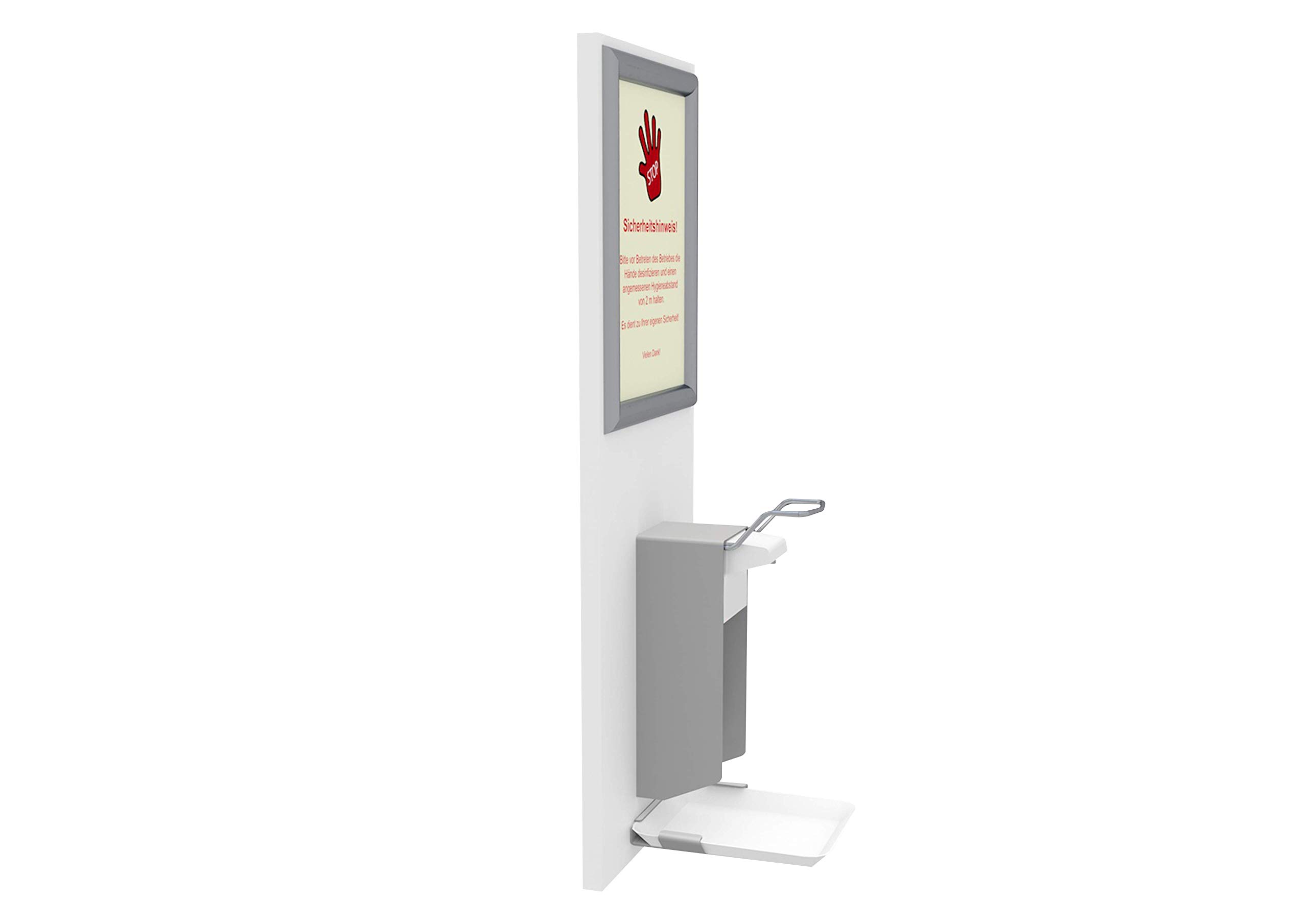 Desinfektionsspender Hand Desinfektionsstation zur Wandmontage Desinfektionsmittelspender 500ml inkl. wechselbarem Infoschild und Abtropfschale
