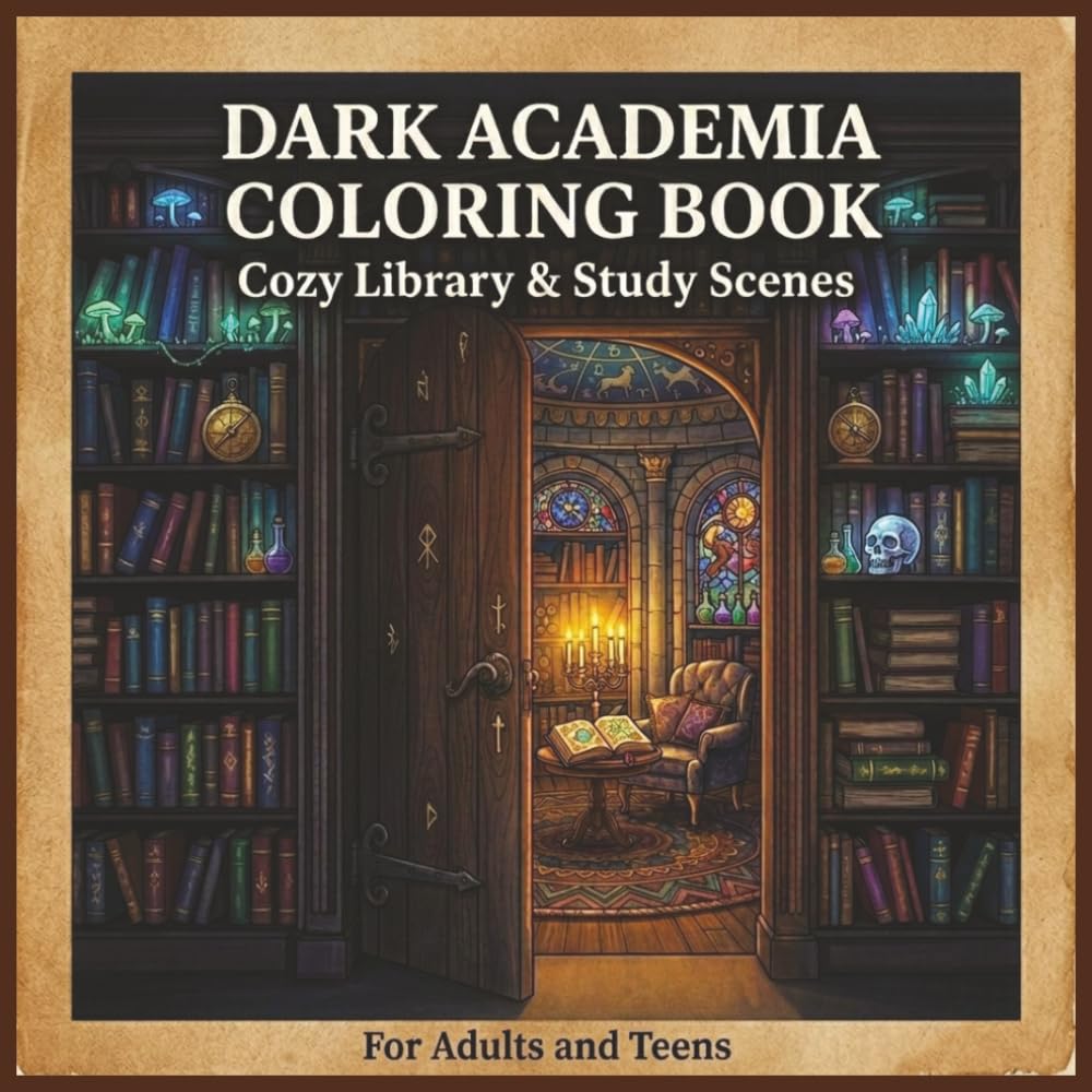 Dark Academia Coloring Book: Cozy and Relaxing Scenes of Libraries, Study Rooms, and Aesthetic Spaces for Adults and Teens