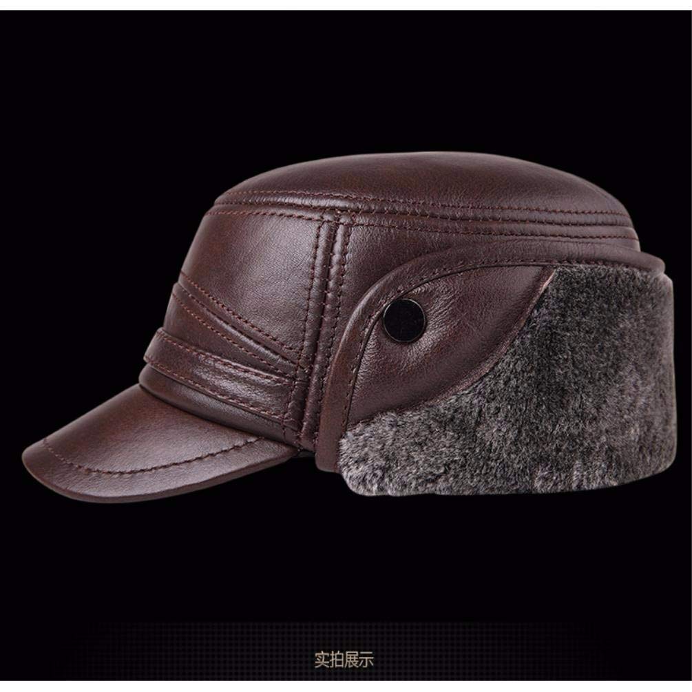 Cappello in Vera Pelle, Berretto con paraorecchie Invernali da Uomo