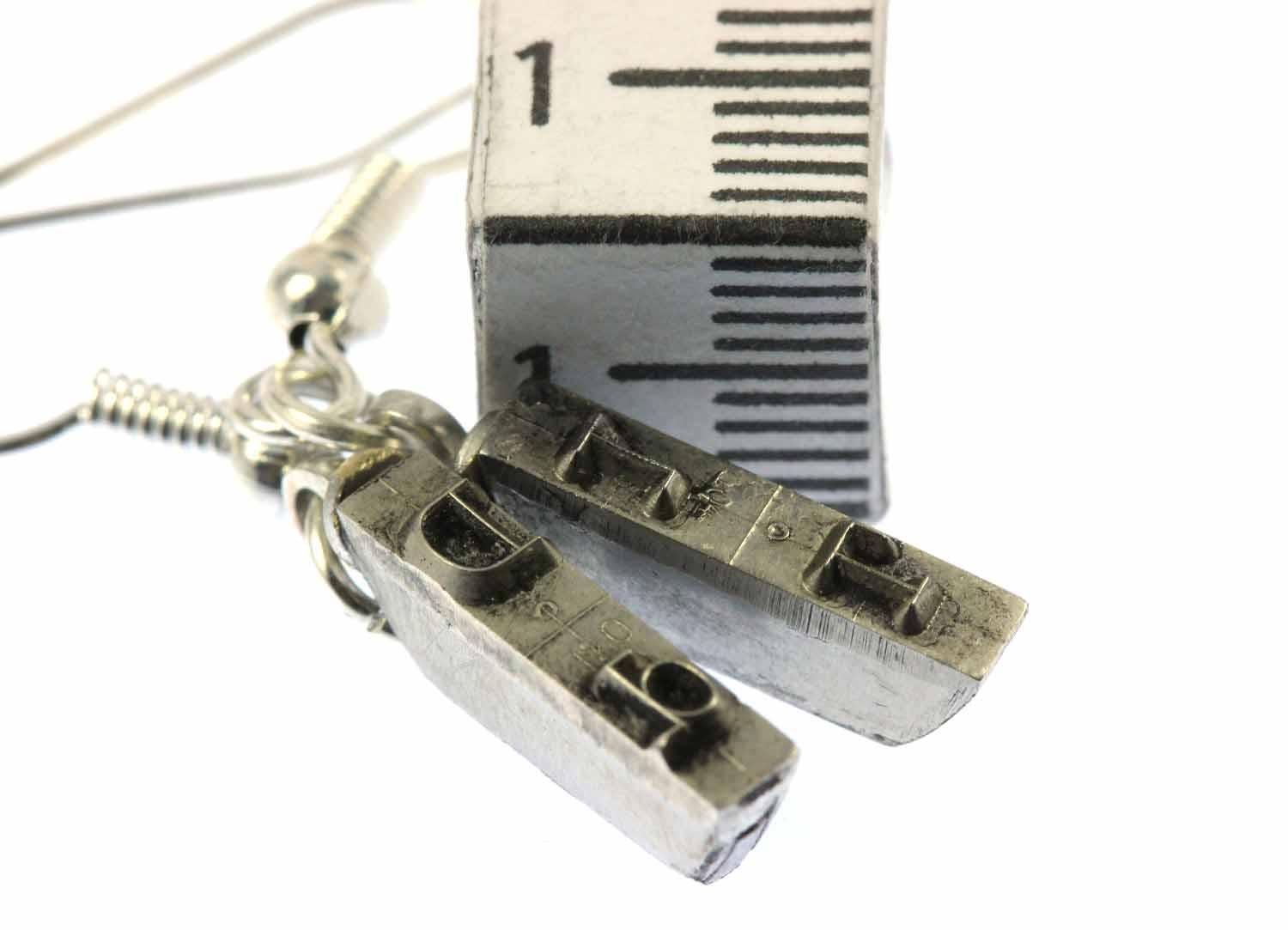 Type Hammer Earrings ABC Letters Name Initials Typewriter Keys Miniblings L+Choice, 2nd Letter:R