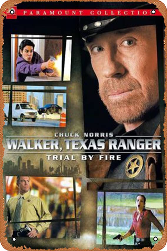 Walker, Texas Ranger: Trial by Fire Tin Sign Metal Vintage Tin Signs Bar Cafe Home Wall Decor Retro movie Poster 8x12 Inch