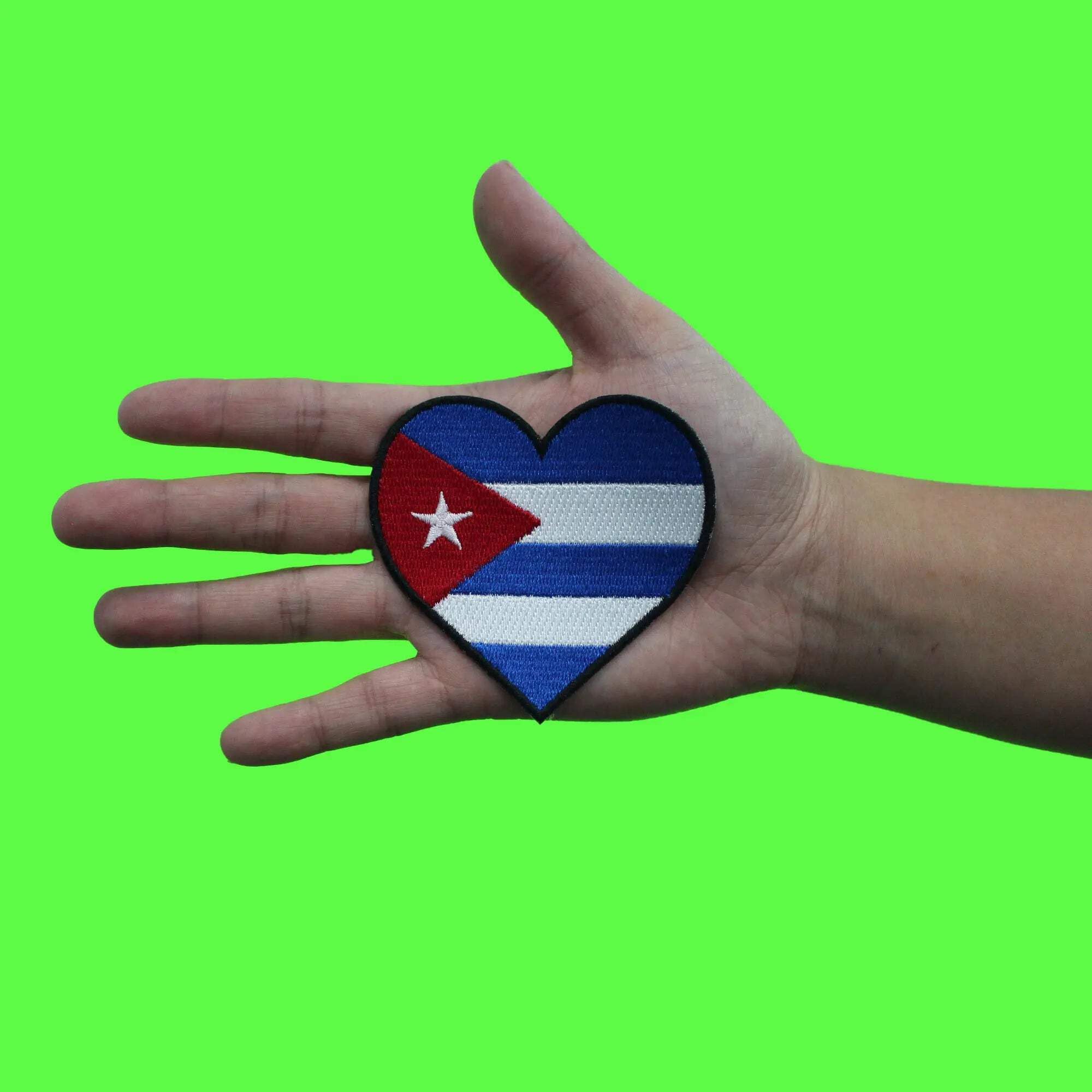 Cuba Country Flag Patch Heart Hispanic Culture Embroidered Iron On