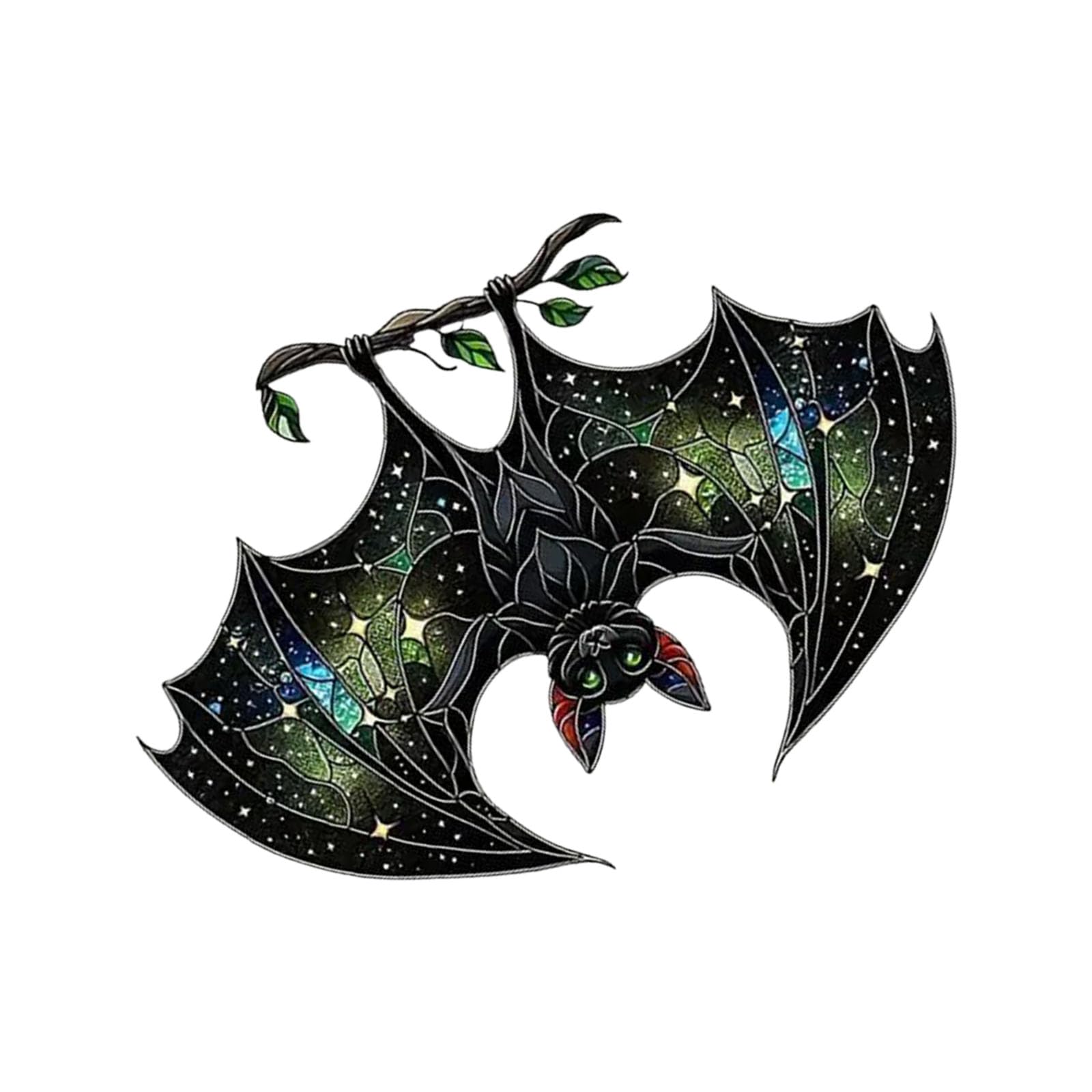 Zktfyshk Bat Stained Glass Suncatchers Window Hanging Decorations,Halloween Bat Glass Ornament for Window,Home,Kitchens Colorful Glass Panel