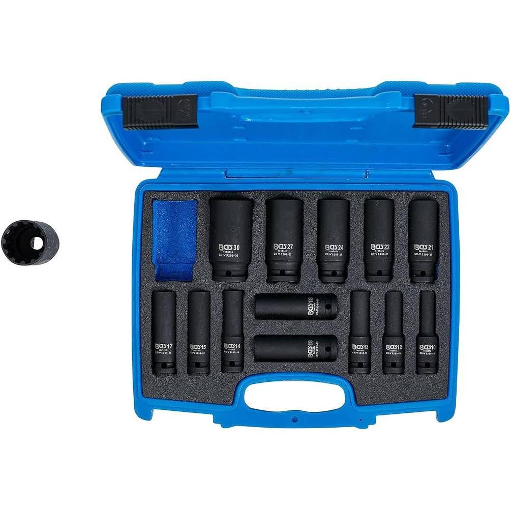 Juego de casquillos de choque Gear Lock 1/2 10-32 mm - 14 piezas - Resistente y práctico, Acero, Pro - D-Work