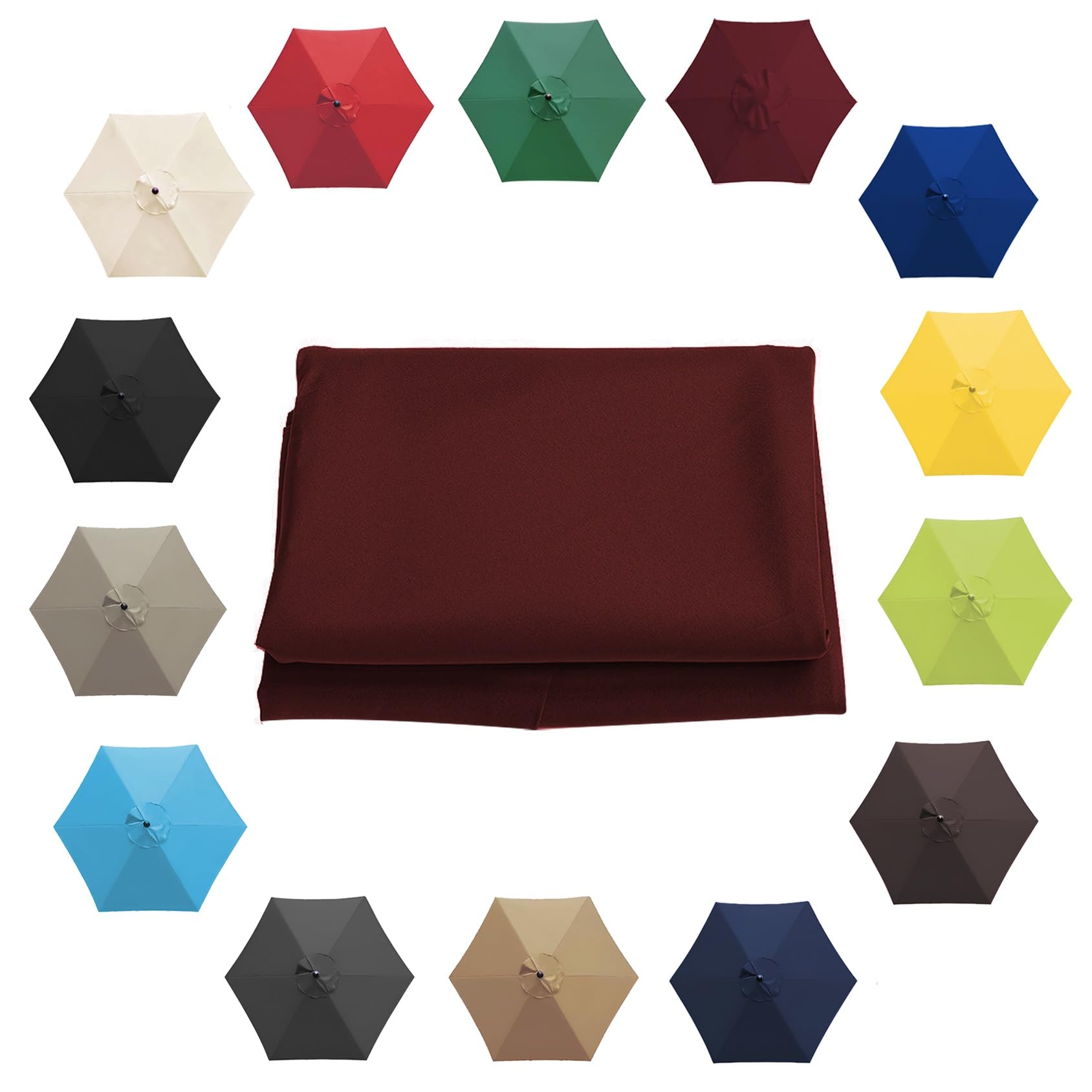 CMJYMX Parasol Umbrella Replacement Cover - 6.5'/8.8'/9.8' (2m/2.7m/3m) - Replacement Parasol Canopy 6 Ribs/8 Ribs Sun Umbrella Replacement Cloth (Color : Burgundy, Size : 6 ribs-3m(9.8ft)) — image 1
