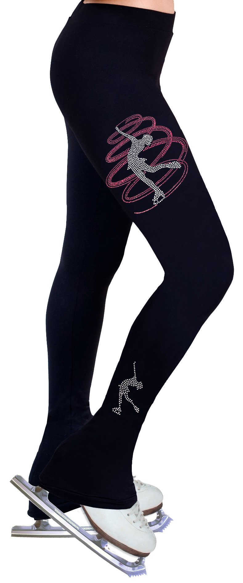NY2 SPORTSWEAR Figure Skating Practice Pants with Rhinestones - R258 (Rose Pink, Adult Medium)