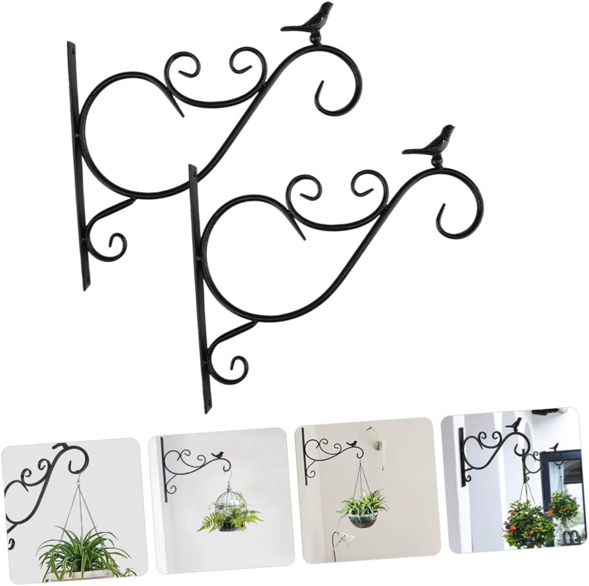 VICASKY 2-Pack European Style Wall Mount Hanging Planter Bracket for Outdoor Plant Baskets Metal Plant Hanger Heavy Duty Support for Garden Decor