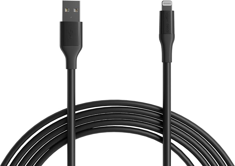 Apple MFi Certified USB-A to Lightning Charger Cable for iPhone iPad, Heavy-Duty Fast-Charge, 10ft, Black