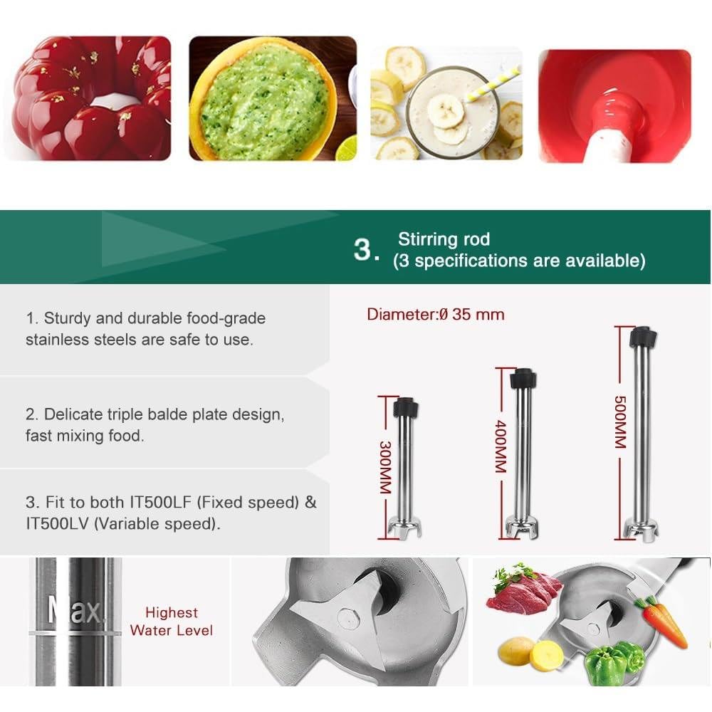 Commercial Immers Blender - 500W Zmienna prędkość do stosowania