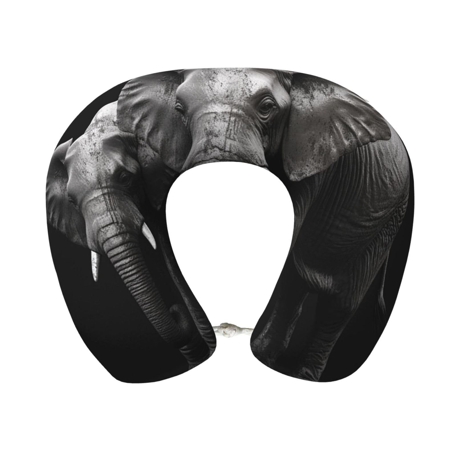 peiyeety 3D Gray Elephant Travel Pillow Memory Foam - Comfortable U Shape Neck Pillows for Sleeping, Neck and Head Support Portable Airplane Pillow Adjustable Flight Pillow, Washable Cover