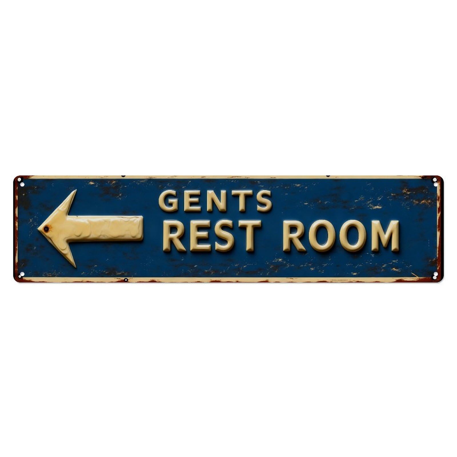 Blue Sign With Arrow And Text Metal Tin Sign Plaque