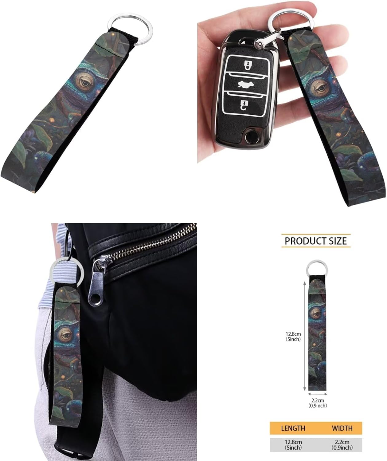 Cozeyat Chameleon Elementary School Backpack for Boys 4pcs Boys Bookbag 10-12 Years Old 17 Inch Large Capacity School Supply Bag Travel Book Bag Casual Daypack Rucksack - Image 8