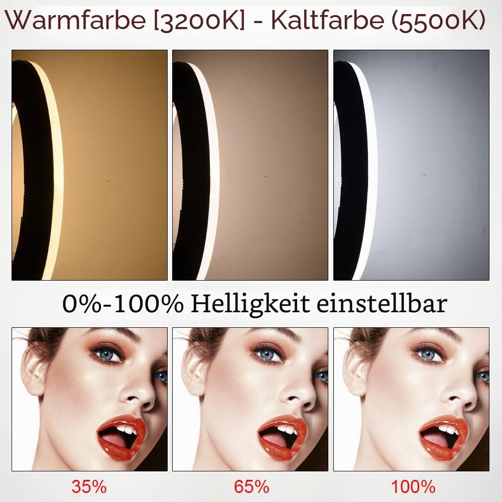 18 Zoll Digitalanzeige dimmbar 3200K-5500K LED Ringlicht Kit,Beleuchtung für Kamera Smartphone Portrait Selfie YouTube Foto Video Studio Fotografie (Ohne Stativ und Tasche)