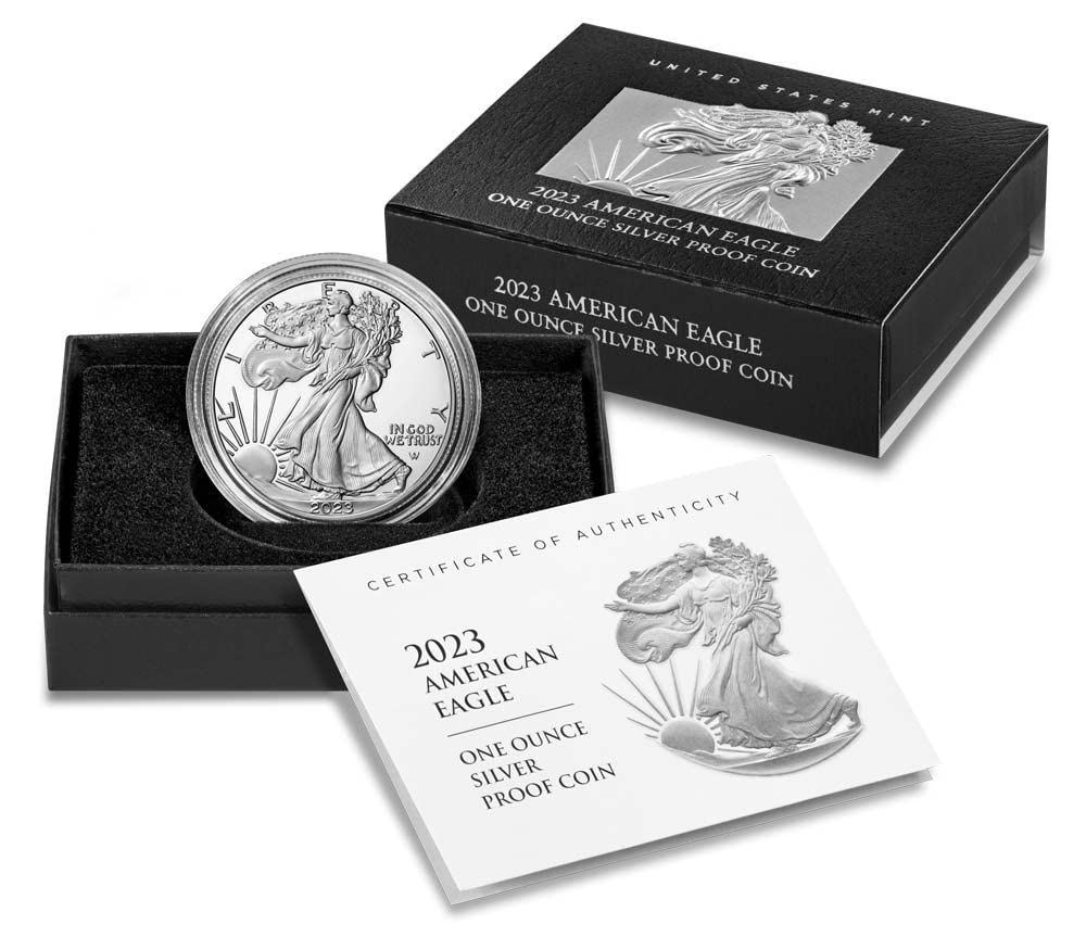 2023 W 2023 W SILVER EAGLE PROOF $1 DEEP CAMEO 23EA COMPLETE WITH BOX AND COA $1 US Mint Proof