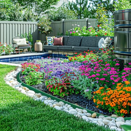 Image of HASTHIP 32.8ft Garden Edging Border, 2 Inch Width Green Landscape Edging Border, with 30Pcs Nails, Cut-to-fit Landscape Border, UV Resistant Garden Trim Fence for Outlining Flower Bed