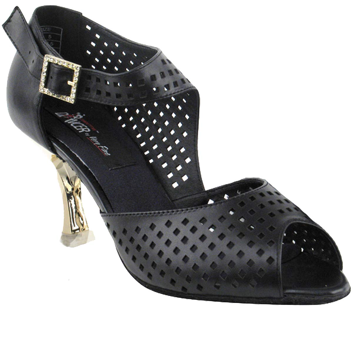 Very Fine Dance Shoes Women's Ballroom Dance Shoes Tango Wedding Salsa Dance Shoes Black Leather CD3003EB Comfortable 2.5